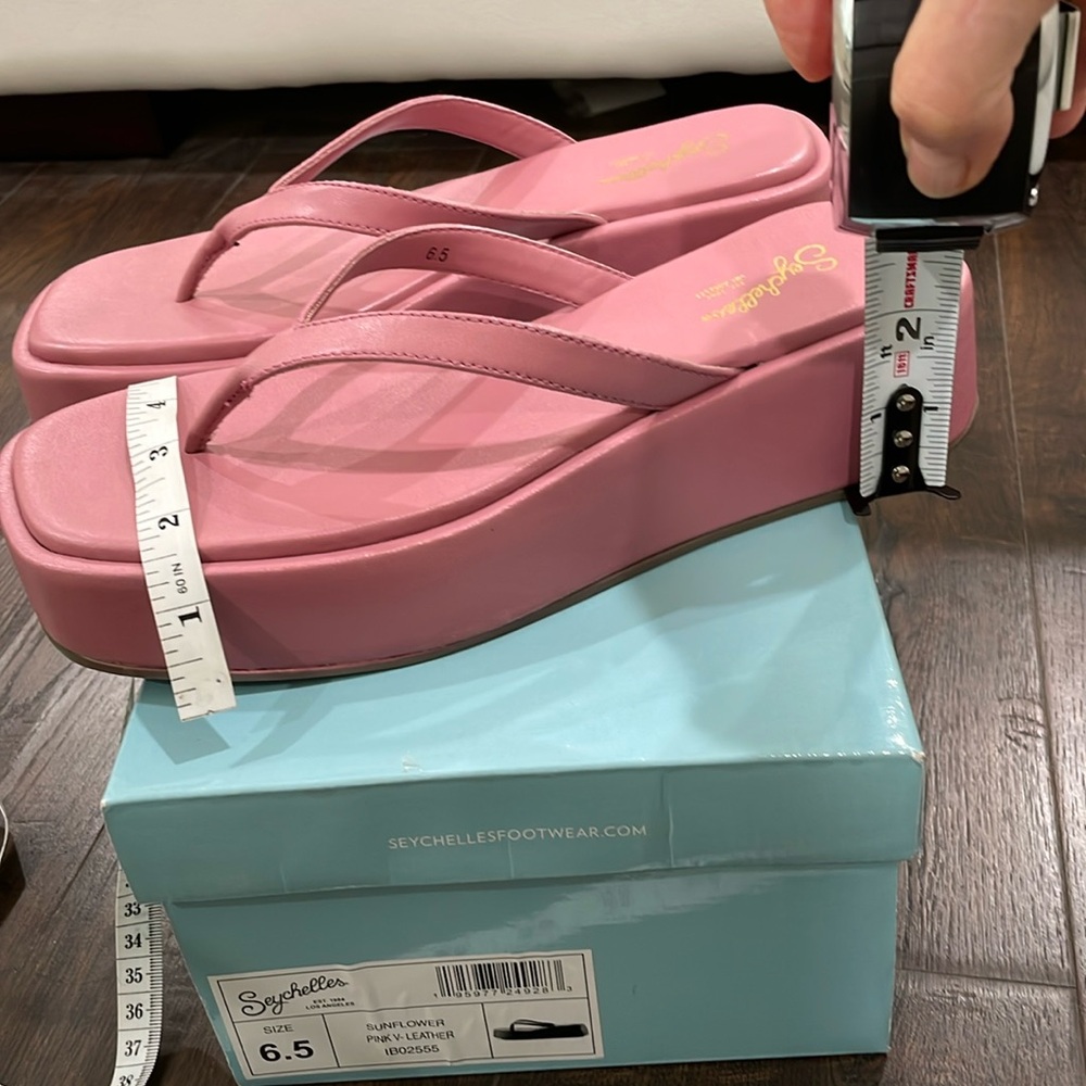 NIB pink Flatforms flip flop platform-sandals 2” beach pool slides toe loop ring - Picture 8 of 16
